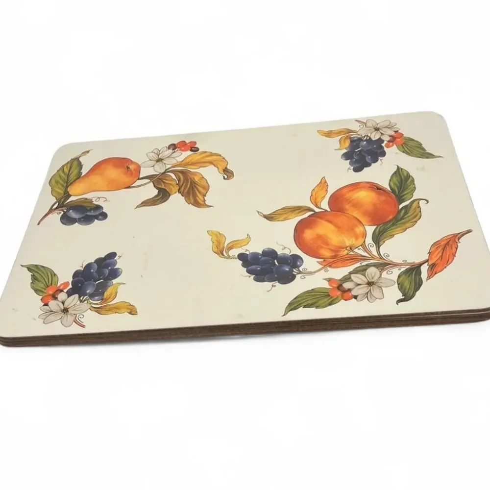 Vintage Set of 4 Sur La Table Frutta Cork Placemat Dining Kitchen Fruit 80's